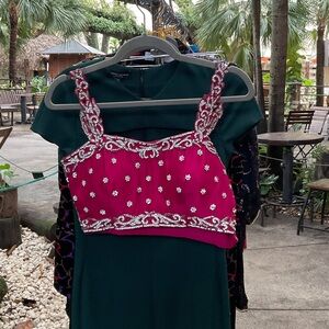 Pink Rhinestone Indian Bodice